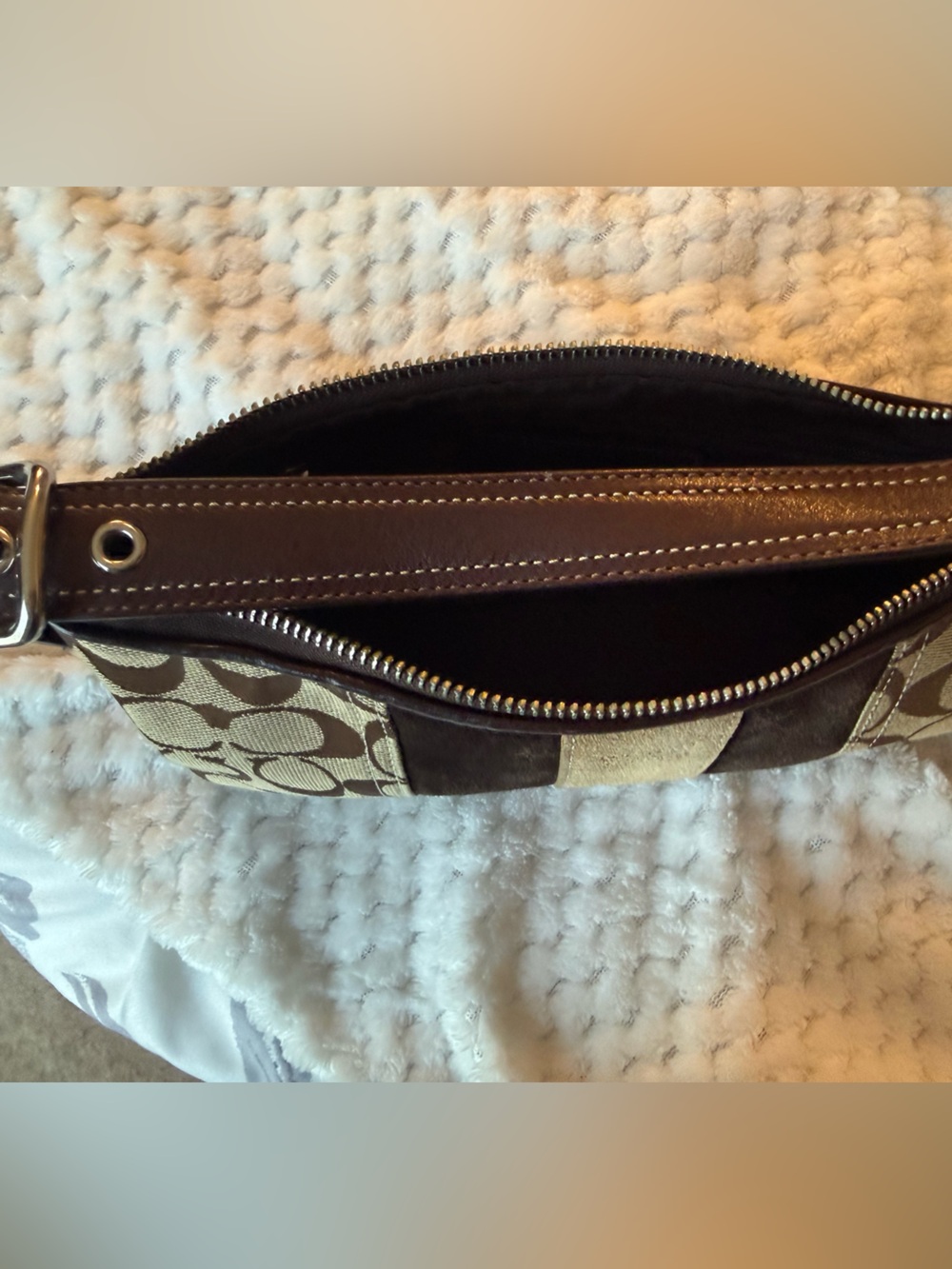 Coach Tan and Dark Brown Canvas & Suede Shoulder Bag - Picture 5 of 7